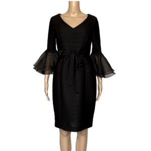 NUE by Shani Black Jeweled Organza Bell Sleeve Dress size 6